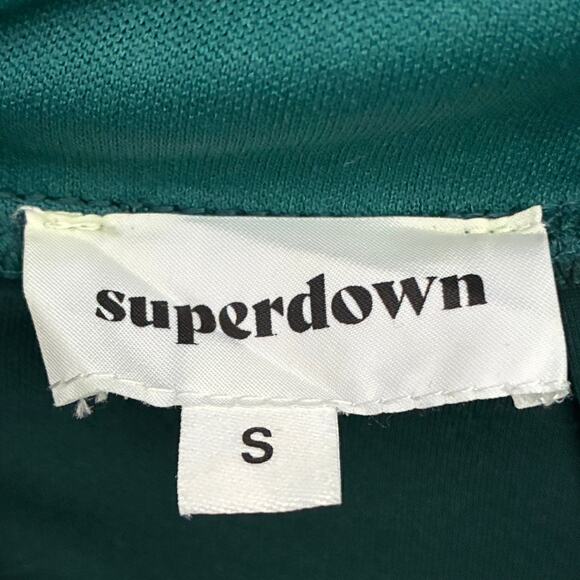 Superdown Carrie Mini Dress Womens S Green Faux Suede Sleeveless V-Neck Cocktail - Picture 6 of 7